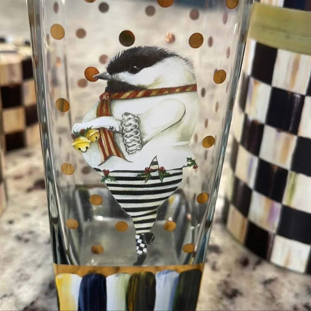 Mackenzie Childs Mylittle Chickadee Cooler tall glasses penguin 🐧 - Picture 2 of 6